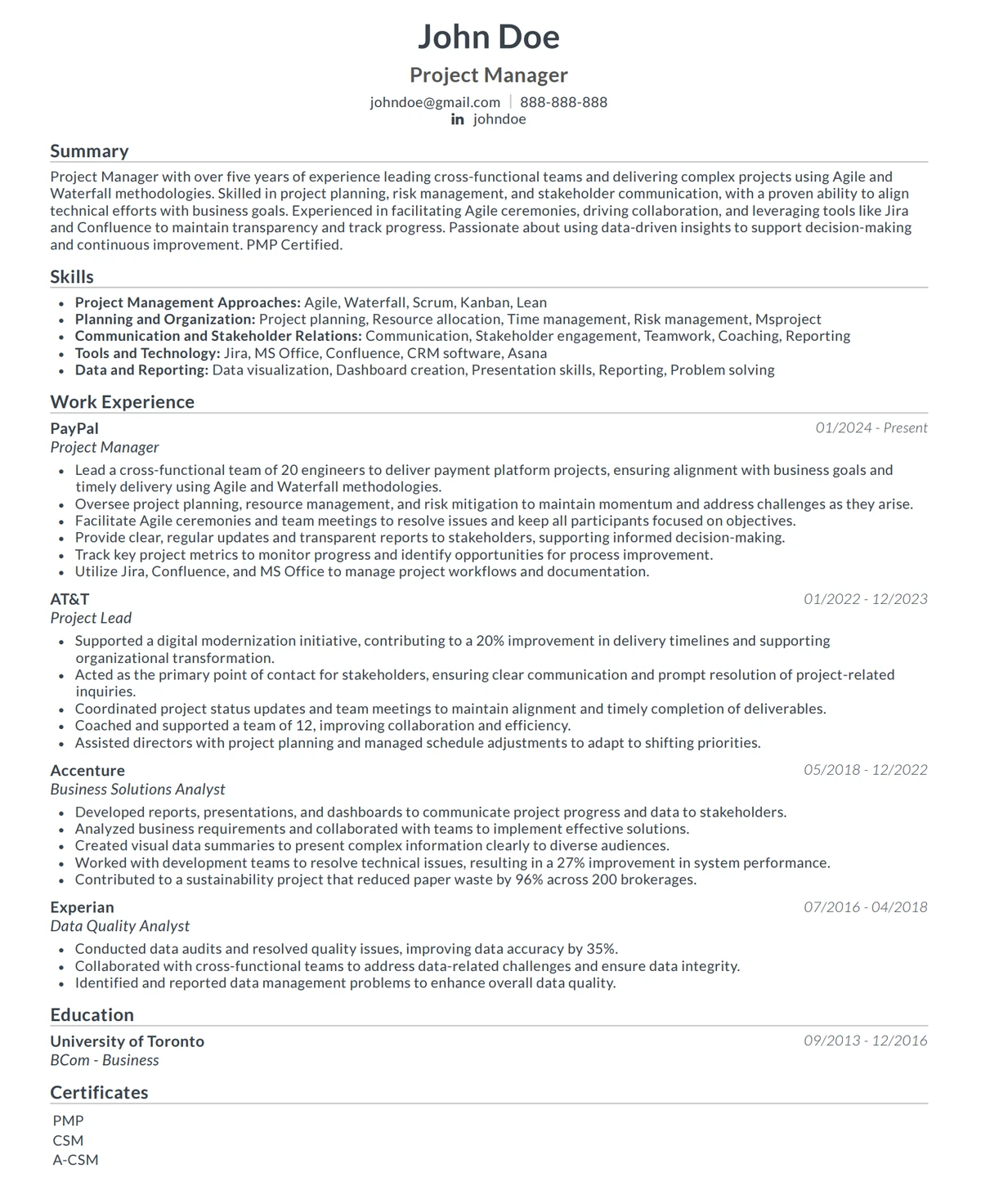 Best resume template example 2025